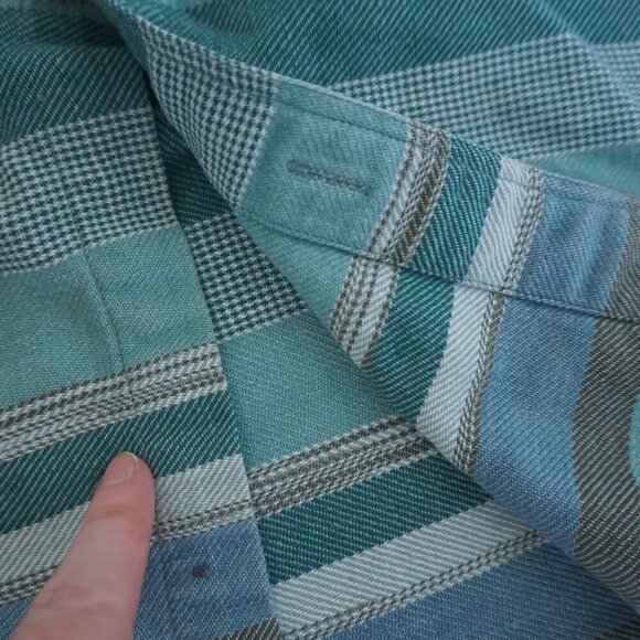 Vintage Picdor Green Blue Stripe Western Cowboy Button Up Shirt Medium - Picture 11 of 12